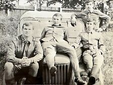 1970s Vintage Photo Handsome Affectionate Guys Soldiers Military vehicl Snapshot picture