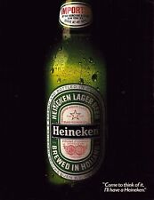 1986 Heineken Beer Print Ad Brewed In Holland Lager Green Glass Bottle picture