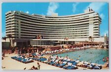 Postcard Florida Miami Fontainebleau Luxury Resort Poolside View 1956 picture