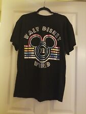 Walt Diseny World Black T-shirt With Multi Color Design, Size L, Pre-owned picture