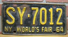 1964 NEW YORK WORLD'S FAIR LICENSE PLATE NY SY-7012 AUTO TRUCK SIGN AD picture