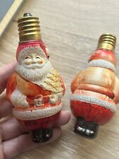 Pair Antique Figural Santa Claus Light Bulbs Vintage Christmas picture