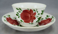 British Adams Rose Type Enamel Pearlware Tea Bowl & Saucer Circa 1830-1840s B picture