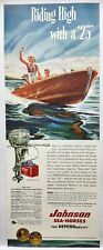 1953 Johnson Sea Horse 25 Outboard Motor Boat MCM Print Ad Man Cave Poster Art picture