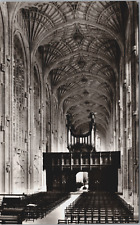 RPPC King's College Chapel Interior West End Cambridge Black White Real Photo picture