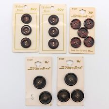 Vintage carded round buttons Streamline & Fabric Mate brown tortoiseshell color picture