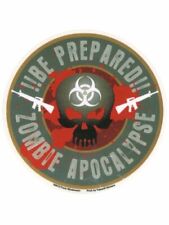 Zombie Apocalypse BE PREPARED Biohazard Skull Gun STICKER By Frank Wiedemann NEW picture