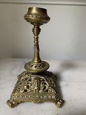 Antique WT&S English Brass Candle Holder Renaissance Revival 1882 picture