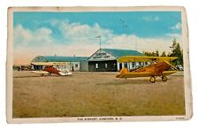 Concord New Hampshire vintage postcard 1931 concord airport with biplanes posted picture