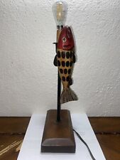 Vintage Palecek Norman Rockwell Fish Lamp Hand Carved picture