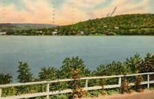 Vintage Linen Postcard Candlewood Isle Lake Connecticut CT Shoreline Landscape picture