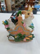 Vintage Easter Resin Bunny Basket Figurine picture