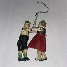 Antique 1900s GERMANY Dancers Christmas Ornament TOY ON WIRE Composition VTG #O picture