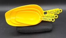 Vintage Set 3 Yellow Plastic Scoop w green flowers Coffee Sugar Flour Candy MCM picture