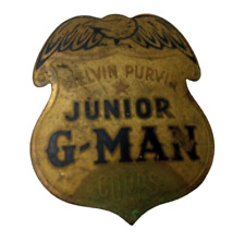 Vintage 1930's Melvin Purvis JUNIOR G-MAN Corps Metal Pinback Toy Badge Pin picture