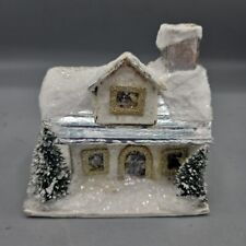 VTG Putz Snow Covered House Cottage Christmas Village Decor China Cardboard 4