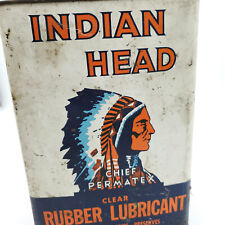 Vtg Indian Head Clear Rubber Lubricant Can Chief Permatex 1 Gallon Empty Tin picture