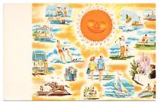 Vintage Sun and Outdoor Activities Postcard Skiing Golf Boating Unposted Chrome picture