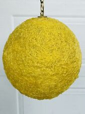 VTG MCM Mustard Yellow Spaghetti Spun String Lucite Hanging Swag Lamp 1960's picture