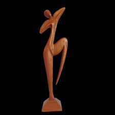 Vintage Wood Carved Statue Female Art Deco Style Nude picture