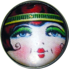 Crystal Dome Button Roaring 20s Flapper Girl - 