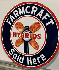Vintage Style FarmCraft Hybrids Farm Corn Metal  Steel Top Quality Heavy  Sign picture