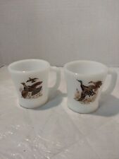 Vintage Fire King Coffee Mug Cup Canadian Goose D Handle White Oven Ware USA picture