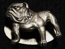 VTG MACK TRUCKS STERLING SILVER TWO-SIDED BULLDOG ADVERTISING BUTTON STUD PIN picture