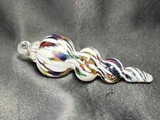 VTG Tiered teardrop hand blown glass ornament Rainbow Swirled Art Glass picture