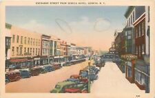 Geneva NY~Exchange Street @ Seneca Hotel~JC Penney~Regent~1930s Linen Postcard picture