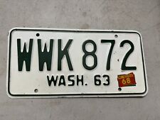 1963 Washington State License Plate WWK 872 Walla Walla County 1964 1965 YOM 63 picture