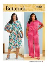 Butterick Pattern B6826 Jumpsuit Dress Bodice Overlap Plus Size 18W-24W Uncut picture
