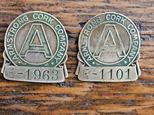 2 VINTAGE ARMSTRONG CORK CO. EMPLOYEE I.D. BADGES  picture