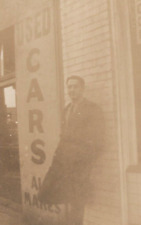 5L Photograph Faded Exposure Artisti Handsome Man Leaning Against USED CARS Sign picture