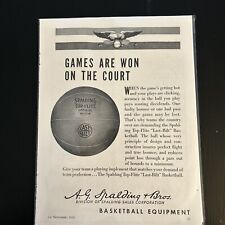 1939 Spalding Basketball VTG Magazine Print Ad Approx 8.5”x11.5” Bag & Board picture
