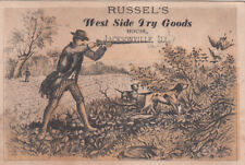 Russel's West Side Dry Goods Jacksonville IL Hunter Rifle Dog Bird Card c1880s picture