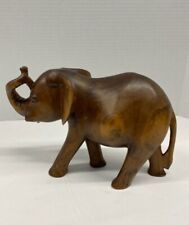 Vintage Solid Wood Hand Carved Large Walking Elephant Figure 9