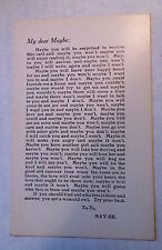 Greetings Postcard My Dear Maybe: Ta Ta Letter Woman Pre-Linen Antique 1900s vtg picture