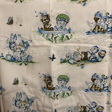 Vintage Fabric Children’s Whimsical Bears Cats Dogs Retro Cotton Rare picture