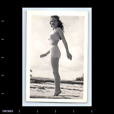 Old Vintage Photo LEGGY WOMAN SEXY SWIMSUIT PINUP BEACH SCENE 1949 picture