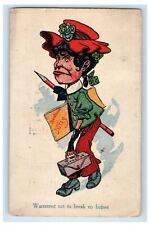 1908 Old Teacher Woman Lunch Box Shorthand Notes Caricature Antique Postcard picture