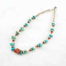 Vintage Native American Sterling Silver Turquoise Coral Necklace picture