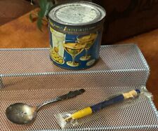 Vintage Planters Peanuts 3 Lot - HTF Empty Tin w/ Lid, Pencil, Slotted Spoon picture