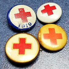 Red Cross - Vintage Early Red Cross Lot of 4 Pinbacks / Buttons / Pins 1919 picture