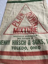 Vtg Plow Down Henry Hirsch & Son Toledo Ohio Empty Sack Bag picture