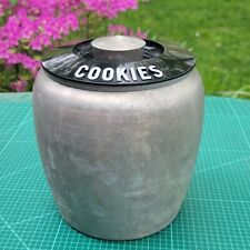 Vintage Kromex Aluminum Cookie Jar/Canister with Black Plastic Lid  MCM RETRO picture