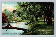 Topeka KS-Kansas, Garfield Park and Lake, Antique Vintage Souvenir Postcard picture