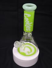 8” Cookies Lime Green Thick Glass Beaker Bong Water Pipe picture
