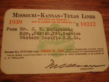 1939 Missouri-Kansas-Texas Lines Pass Issued Western Pacific Railroad Employee picture