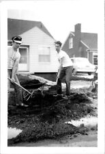 Hardworking Teenage Boys Shovel Dirt Labor Americana 1950s Vintage Photo picture